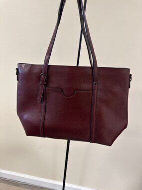 vegan leather burgundy tote